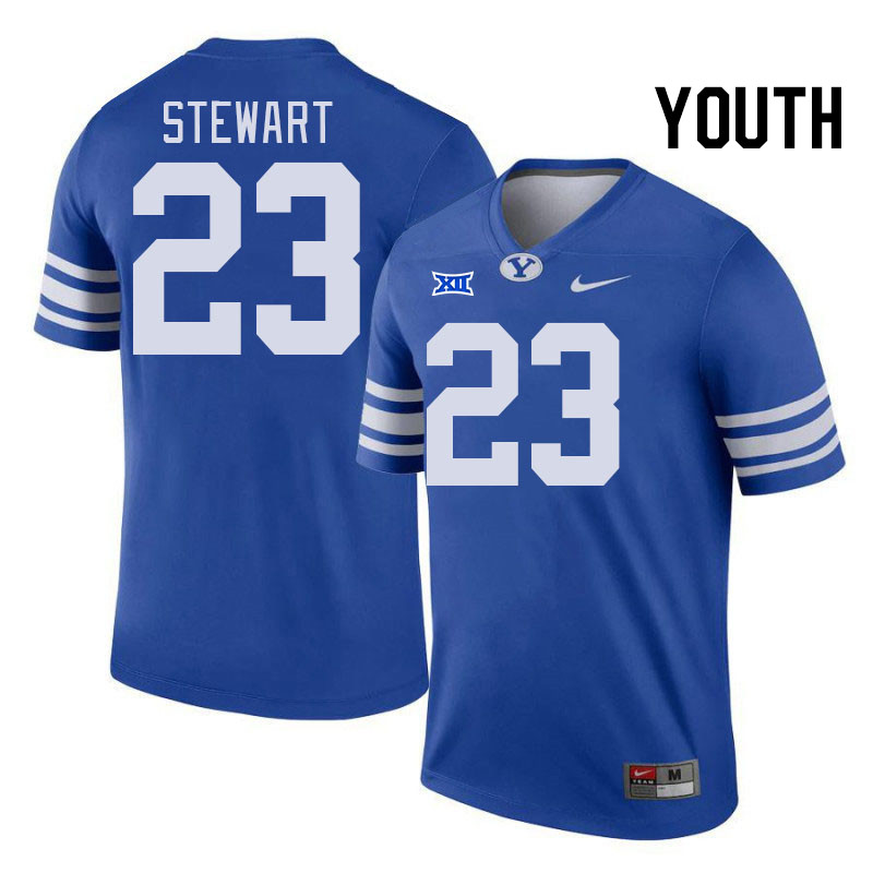 Youth #23 Darrien Stewart BYU Cougars College Football Jerseys Stitched Sale-Royal